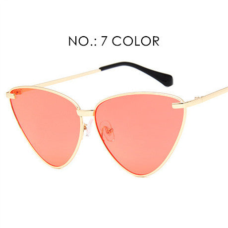 Fashion Women Colour Luxury Flat Top Cat Eye Sunglasses